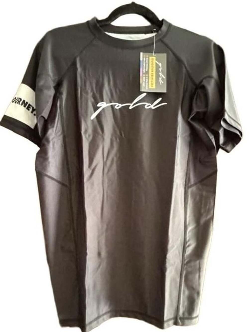 Gold BJJ Foundation Short Sleeve Rash Guard - Black